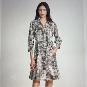 Kate Spade Coffee Bean Shirt Dress Brown White Womens 4